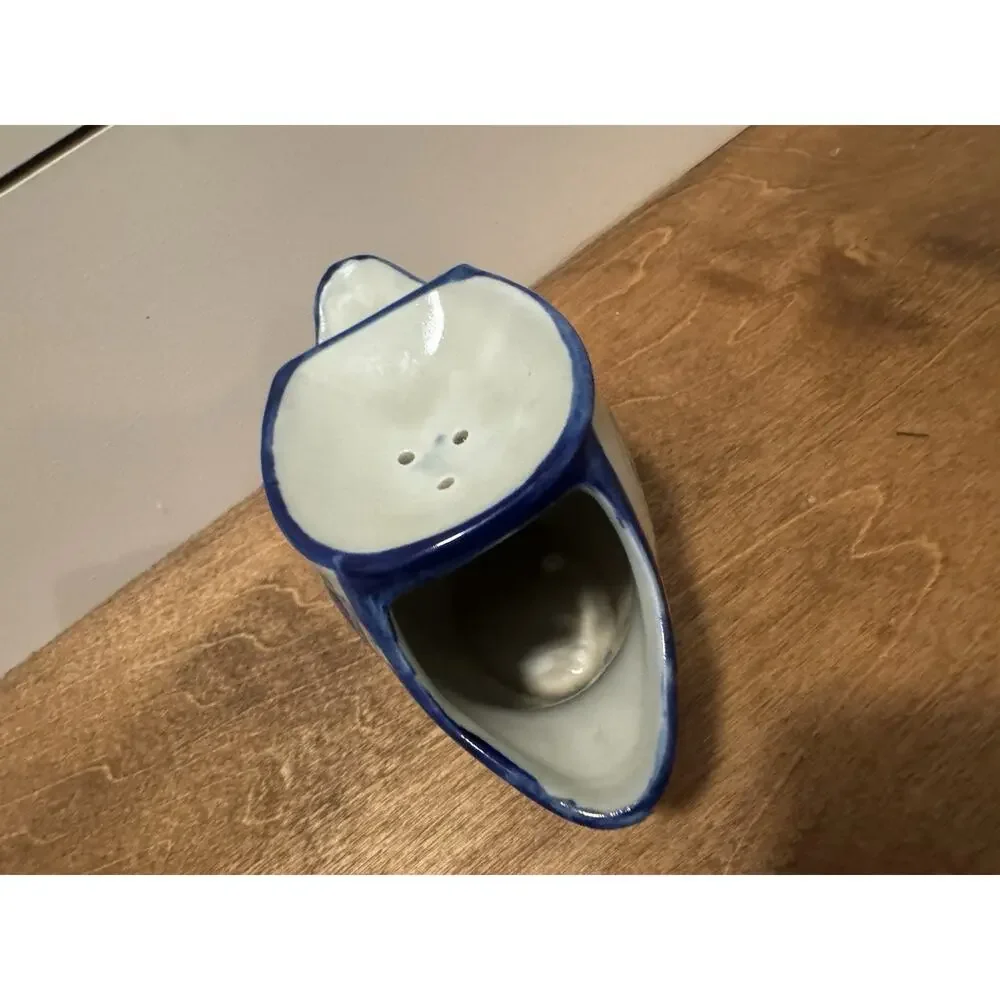 Vintage Flow Blue Victoria Ironstone English Village Shaving Scuttle Mug